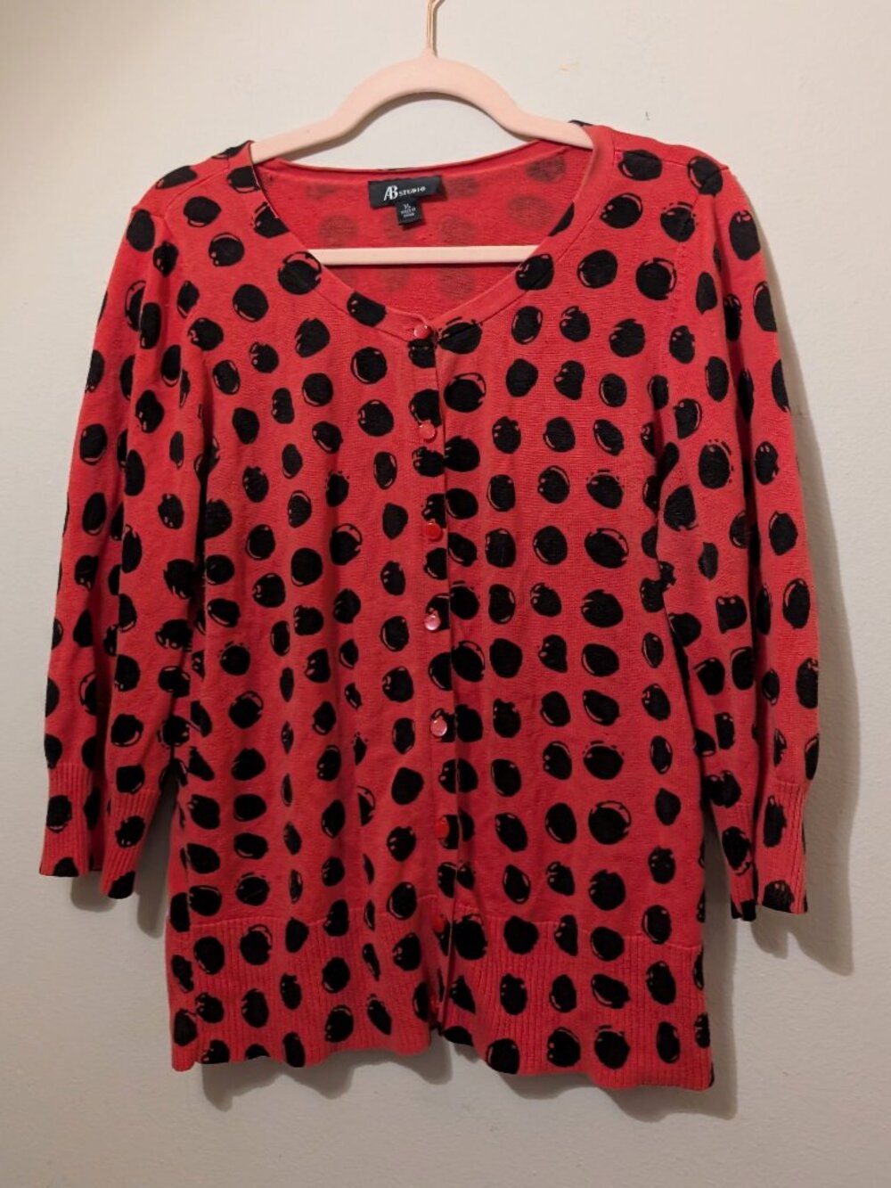 Abstract Polka Dot Red Cardigan AB Studio Size XL